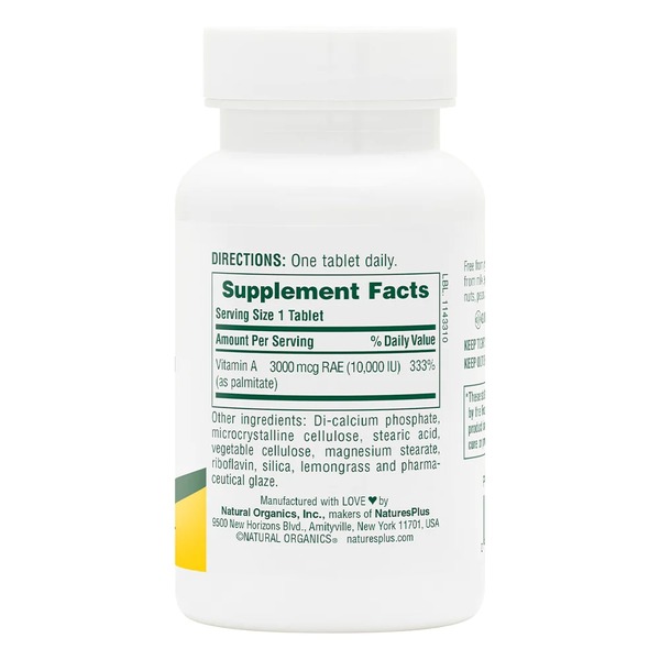 Вітаміни та мінерали Natures Plus Vitamin A 10000 IU, 90 таблеток. Фото 2