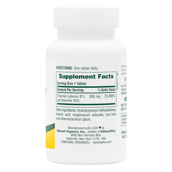 Вітаміни та мінерали Natures Plus Vitamin B1 300 mg, 90 таблеток. Фото 2