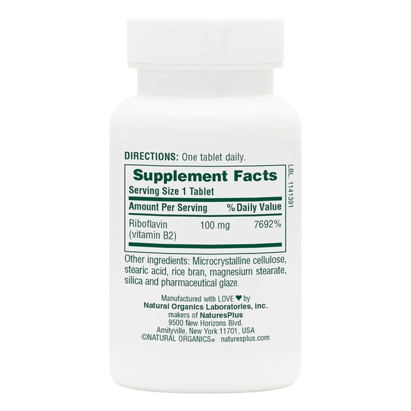 Вітаміни та мінерали Natures Plus Vitamin B2 100 mg, 90 таблеток. Фото 2