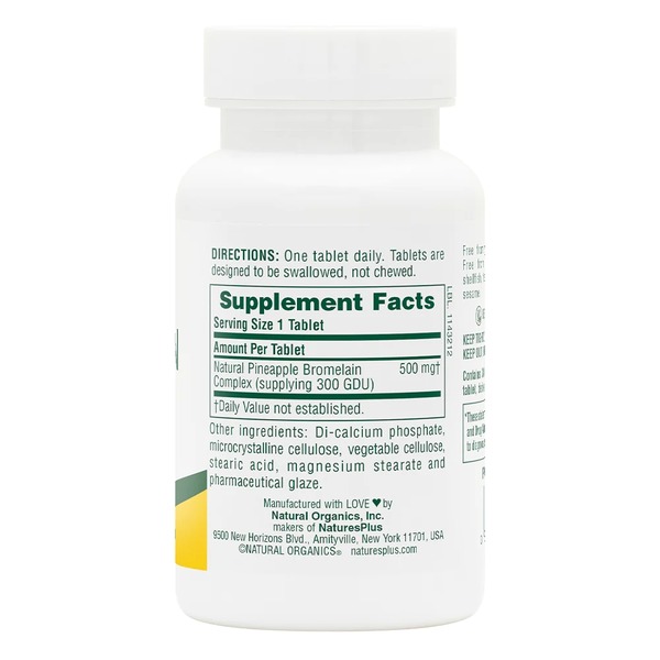 Натуральна добавка Natures Plus Bromelain 500 mg, 60 таблеток. Фото 2