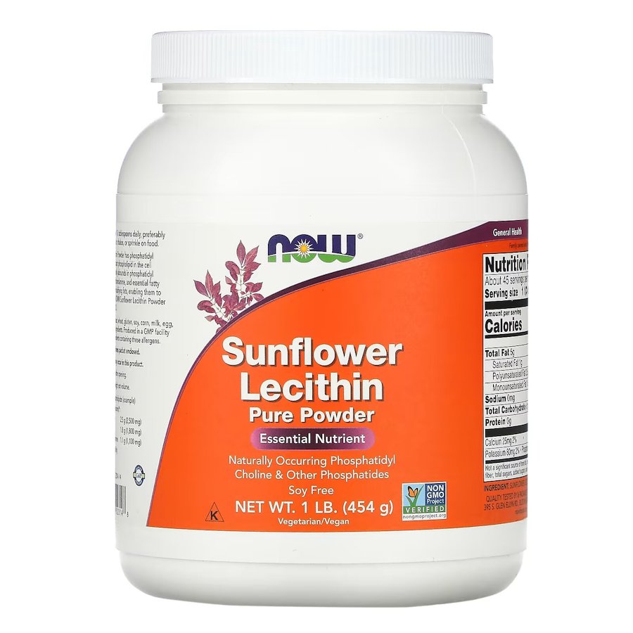 Натуральная добавка NOW Sunflower Lecithin Powder, 454 грамм