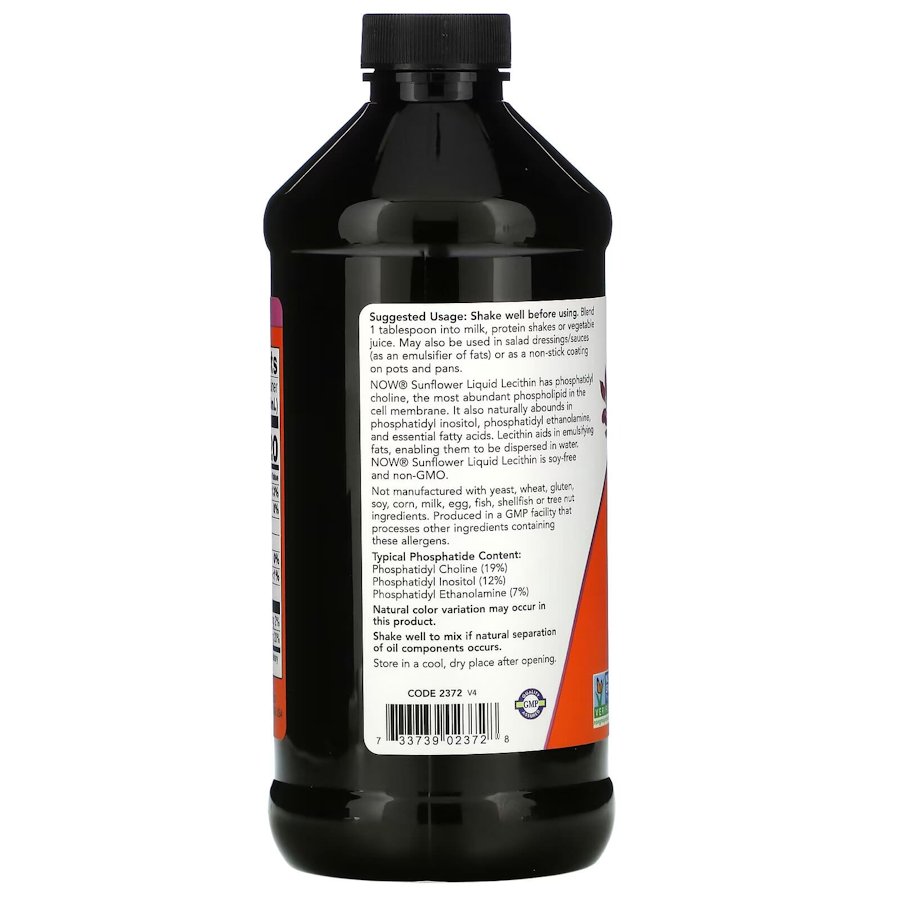 Натуральная добавка NOW Sunflower Lecithin Liquid, 473 мл. Фото 3
