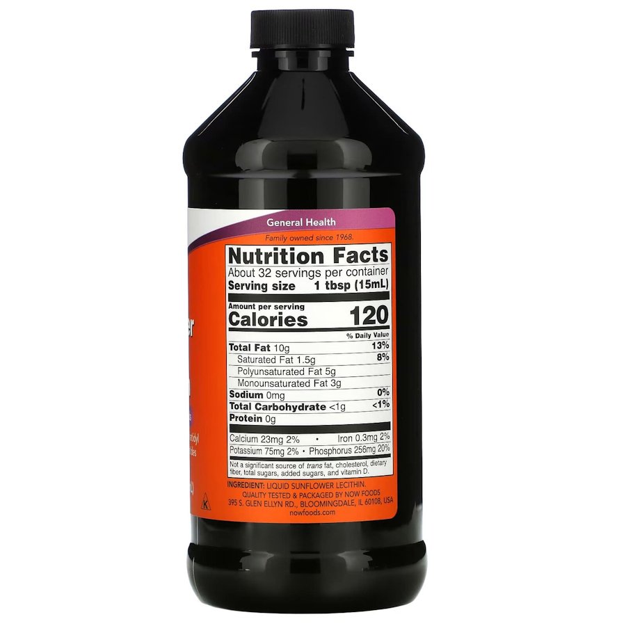 Натуральная добавка NOW Sunflower Lecithin Liquid, 473 мл. Фото 2