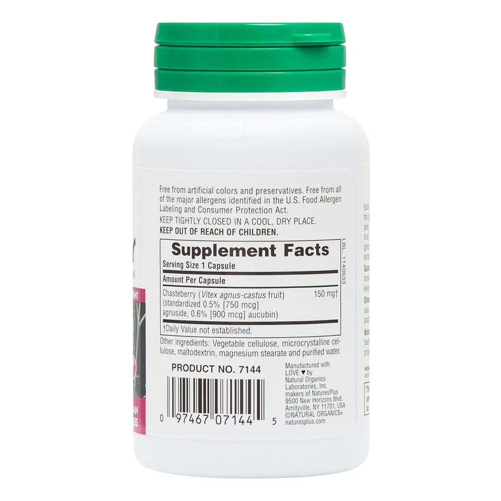 Натуральная добавка Natures Plus Herbal Actives Chasteberry 150 mg, 60 капсул. Фото 2