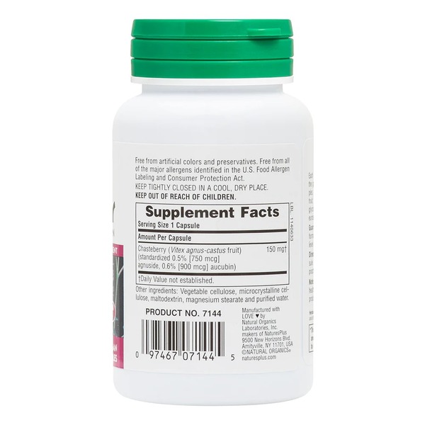 Натуральная добавка Natures Plus Herbal Actives Chasteberry 150 mg, 60 капсул. Фото 2