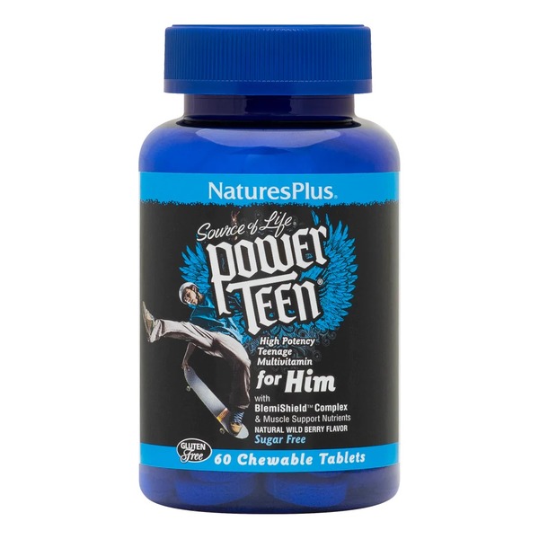 Витамины и минералы Natures Plus Power Teen for Him, 60 жевательных таблеток
