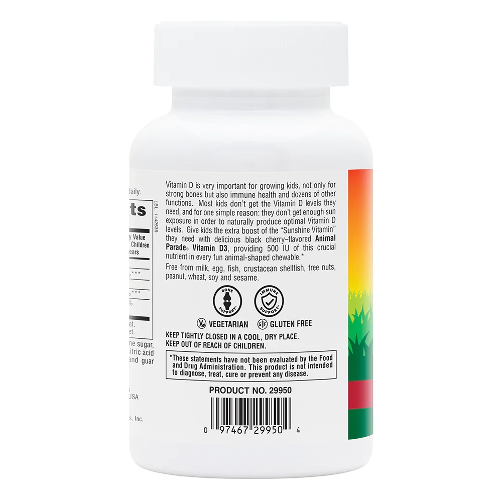 Вітаміни та мінерали Natures Plus Animal Parade Vitamin D3, 90 жувальних таблеток. Фото 3