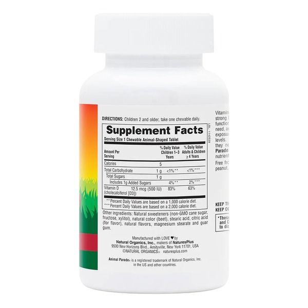 Вітаміни та мінерали Natures Plus Animal Parade Vitamin D3, 90 жувальних таблеток. Фото 2