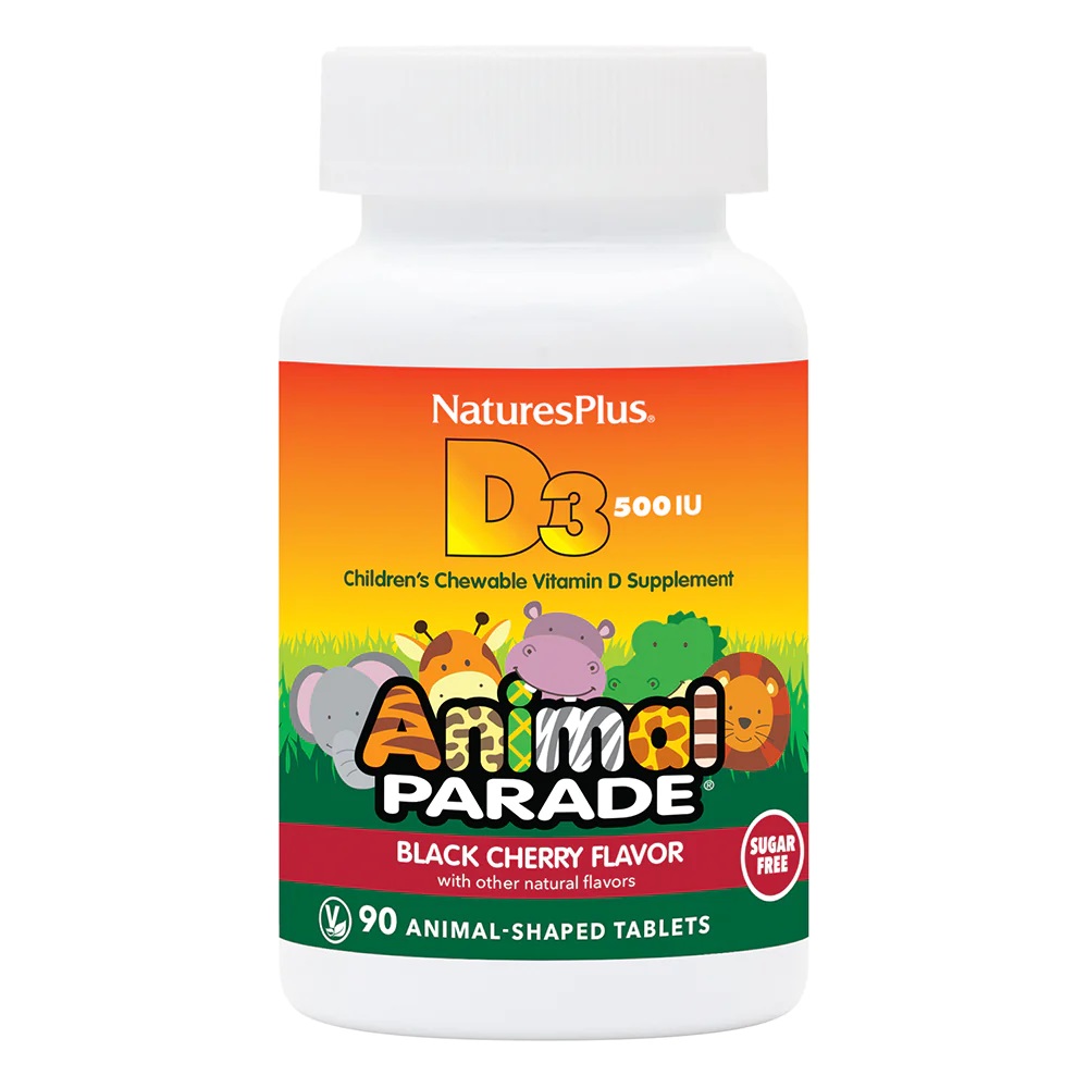 Витамин D3 для детей Natures Plus Animal Parade Vitamin D3 500 IU Sugar-Free, 90 жевательных таблеток