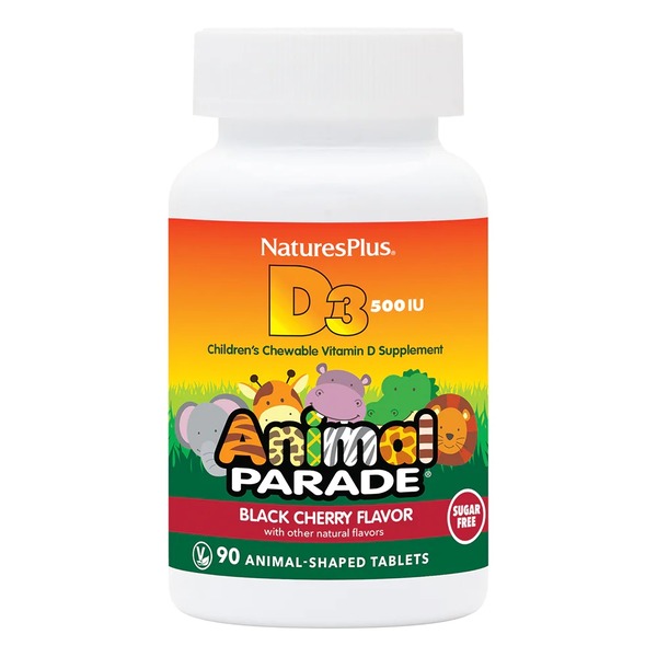 Витамин D3 для детей Natures Plus Animal Parade Vitamin D3 500 IU Sugar-Free, 90 жевательных таблеток