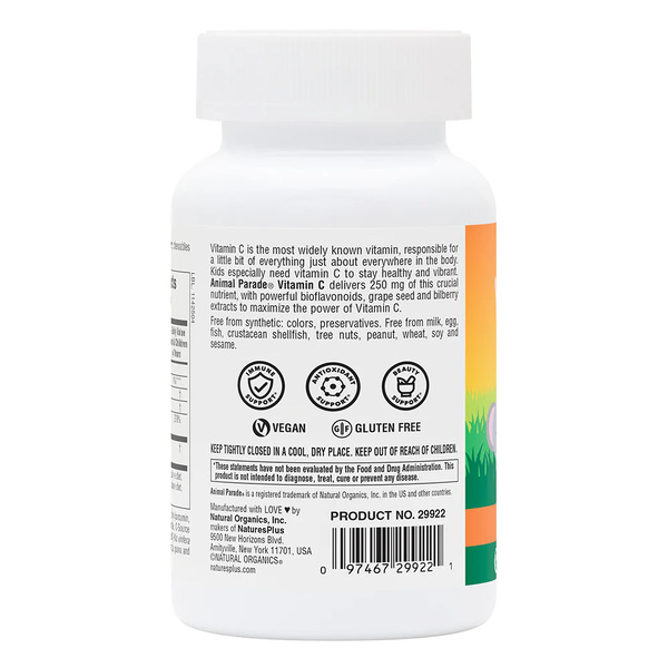 Вітаміни та мінерали Natures Plus Animal Parade Vitamin C Sugar-Free, 90 жувальних таблеток. Фото 3