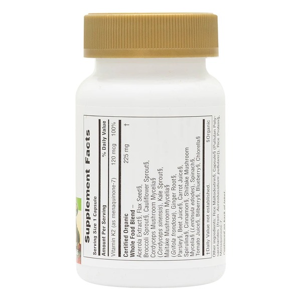 Витамины и минералы Natures Plus Source of Life Garden Vitamin K2 120 mcg, 60 вегакапсул. Фото 2