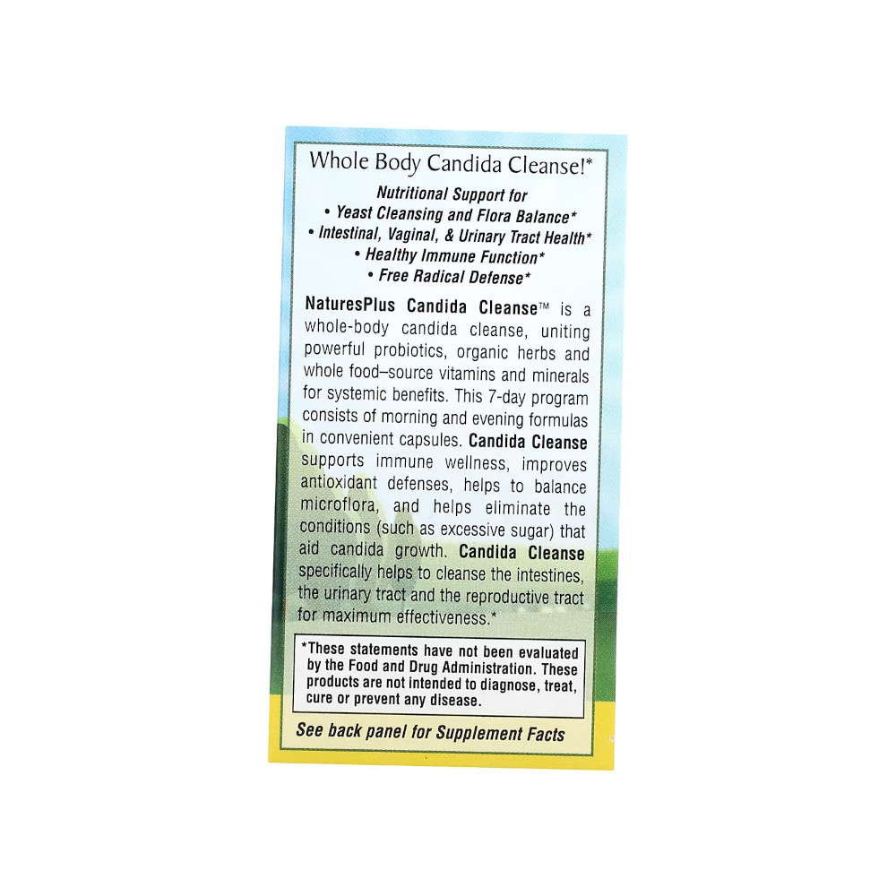 Натуральная добавка Natures Plus Candida Cleanse 7 Day Program, 28 капсул + 28 капсул. Фото 4
