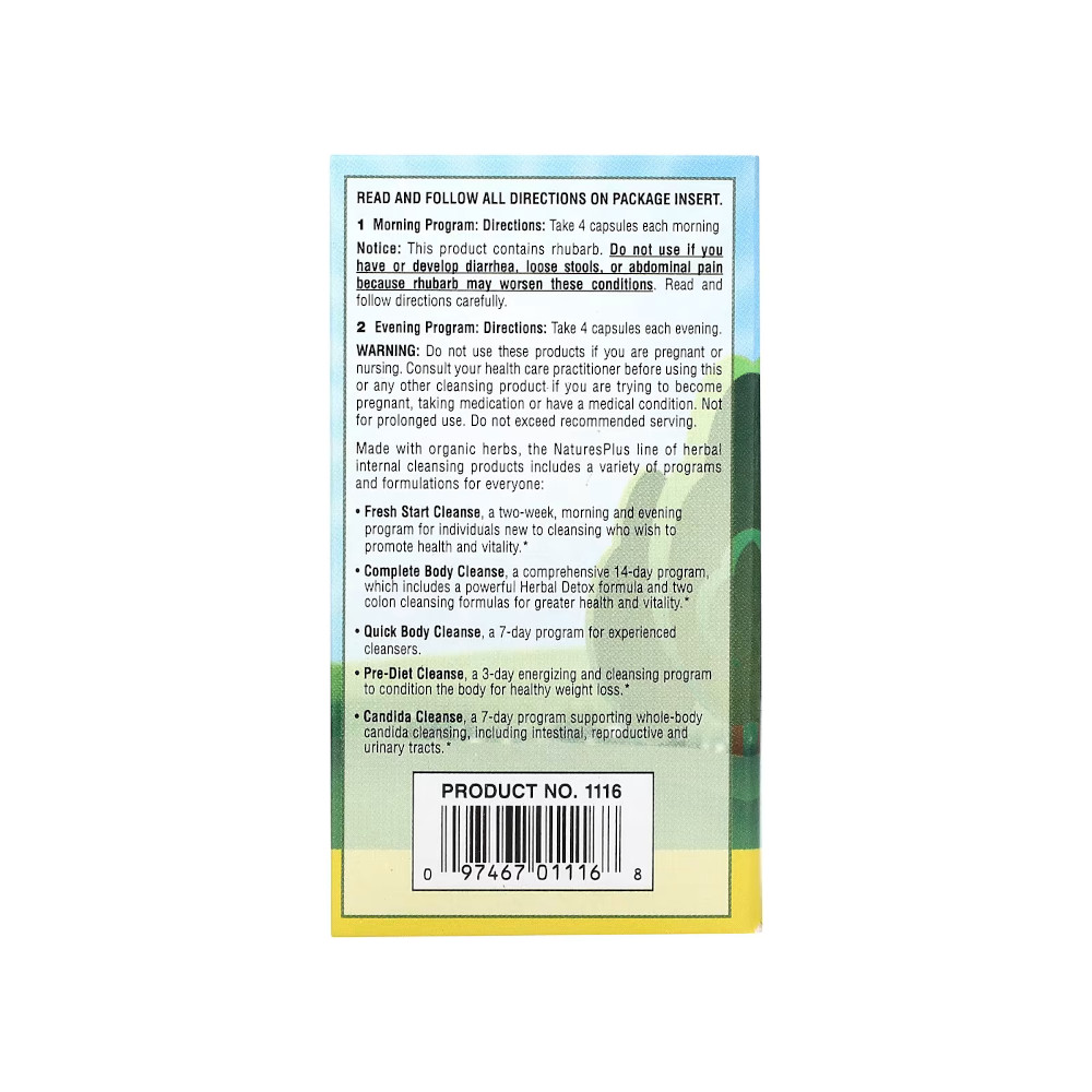 Натуральная добавка Natures Plus Candida Cleanse 7 Day Program, 28 капсул + 28 капсул. Фото 3