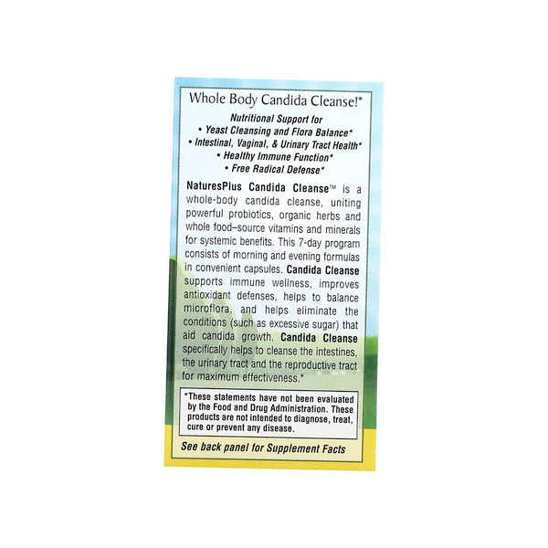 Натуральная добавка Natures Plus Candida Cleanse 7 Day Program, 28 капсул + 28 капсул. Фото 4