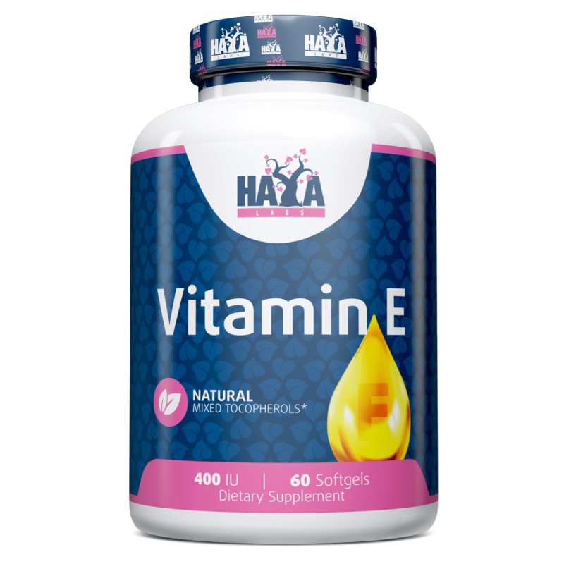 Витамины и минералы Haya Labs Vitamin E Mixed Tocopherols 400 IU, 60 капсул