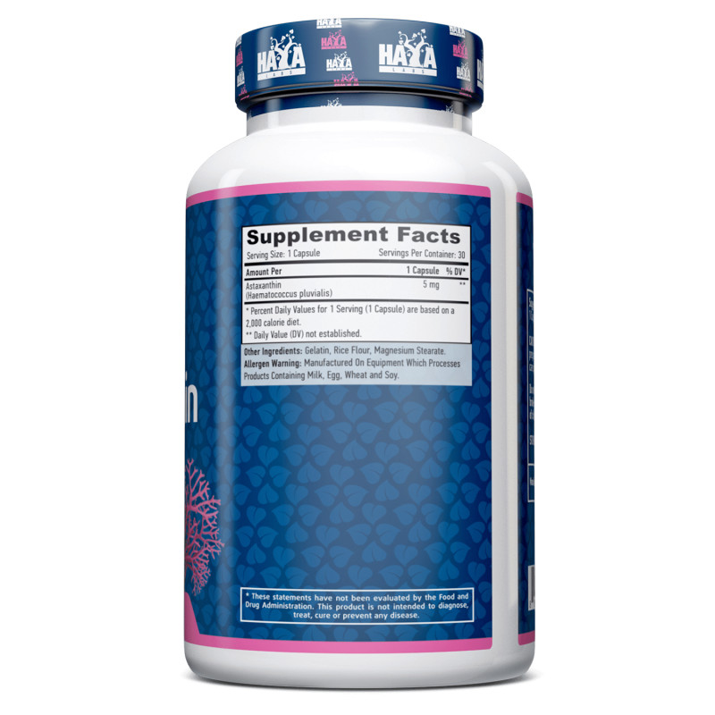 Натуральна добавка Haya Labs Astaxanthin 5 mg, 30 капсул. Фото 2