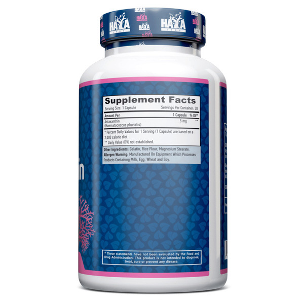 Натуральна добавка Haya Labs Astaxanthin 5 mg, 30 капсул. Фото 2