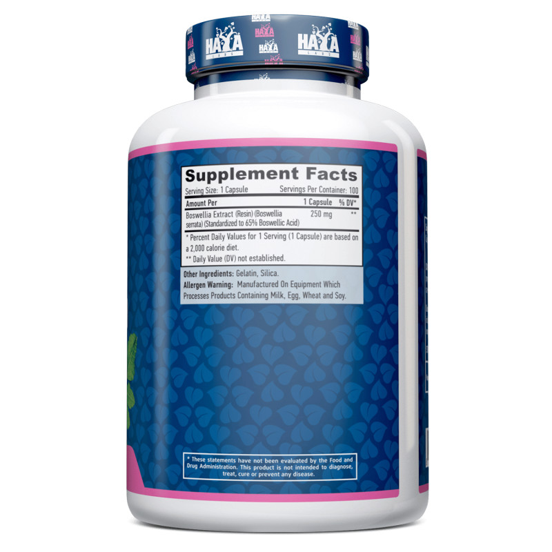 Натуральная добавка Haya Labs Boswellia 250 mg, 100 капсул. Фото 2