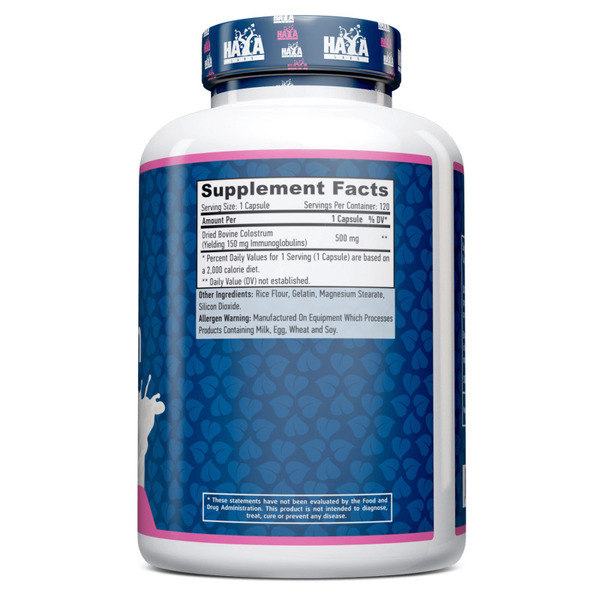 Натуральна добавка Haya Labs Colostrum 500 mg, 120 капсул. Фото 2
