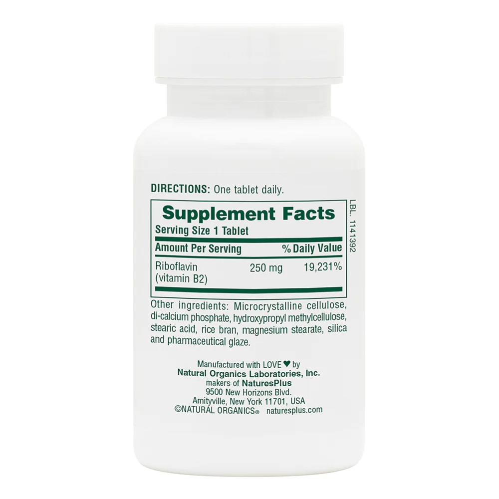 Вітаміни та мінерали Natures Plus Vitamin B2 250 mg, 60 таблеток. Фото 2