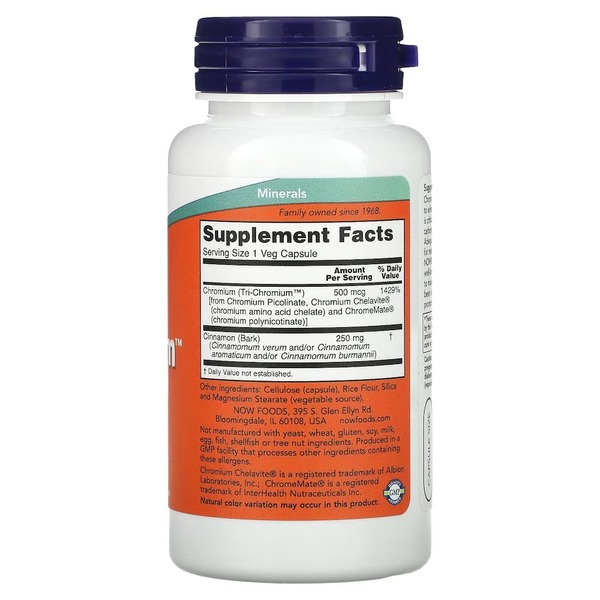 Витамины и минералы NOW Tri-Chromium 500 mcg, 90 вегакапсул. Фото 2