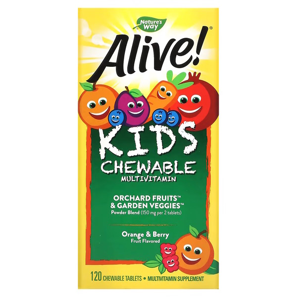 Вітаміни та мінерали Nature's Way Alive! Kids Chewable Multivitamin, 120 жувальних таблеток