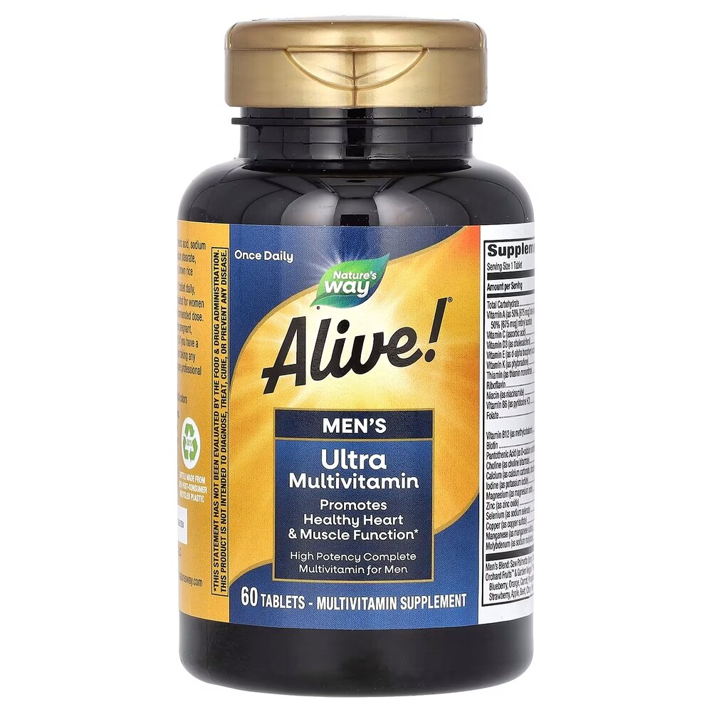 Вітаміни та мінерали Nature's Way Alive! Once Daily Men's Ultra Potency, 60 таблеток. Фото 2