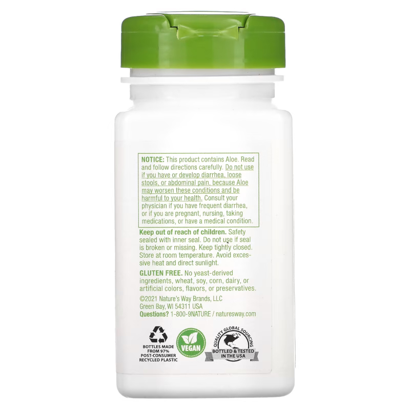 Натуральная добавка Nature's Way Aloe Latex With Fennel, 100 вегакапсул. Фото 4
