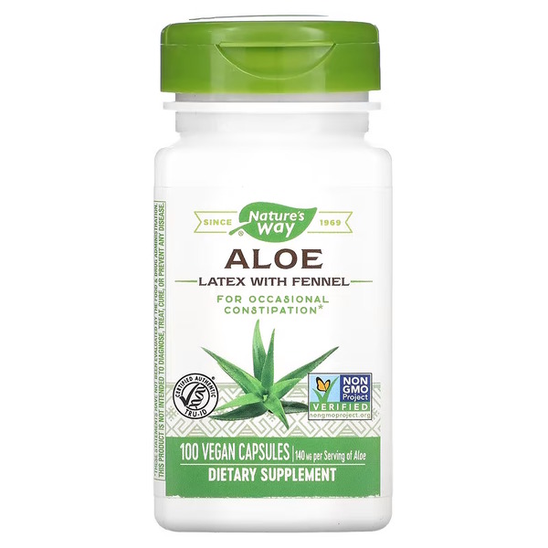 Натуральная добавка Nature's Way Aloe Latex With Fennel, 100 вегакапсул