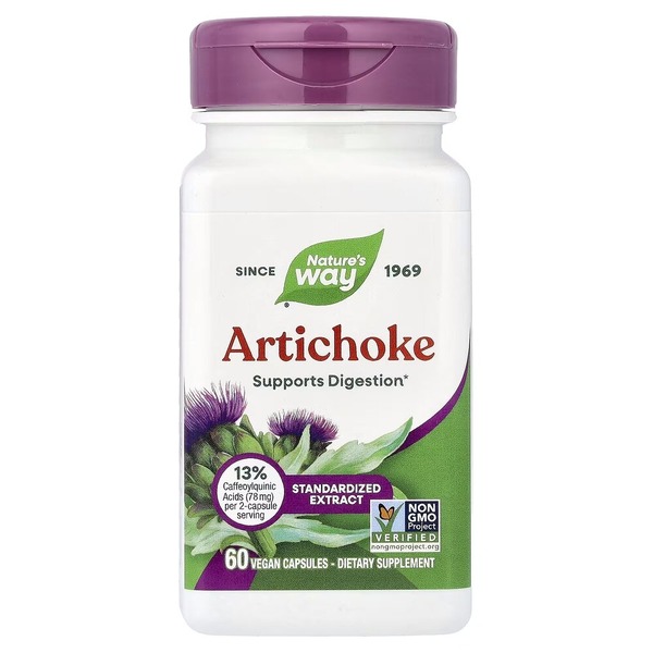 Натуральная добавка Nature's Way Artichoke Standardized, 60 вегакапсул