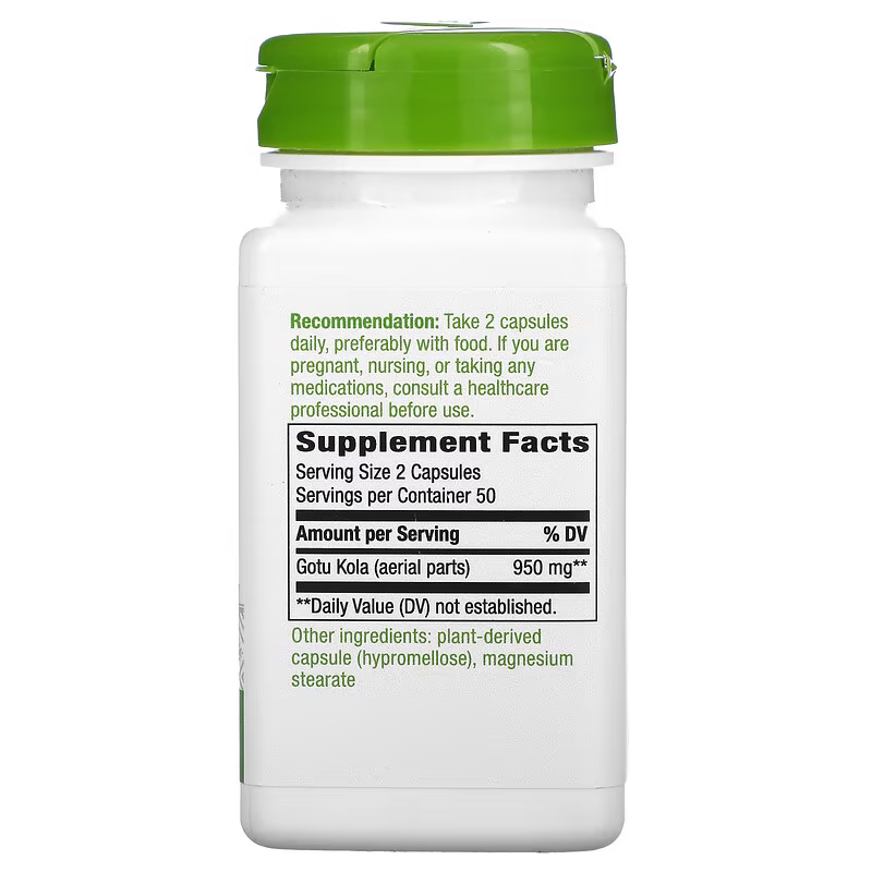 Натуральная добавка Nature's Way Gotu Kola Herb 950 mg, 100 вегакапсул. Фото 2