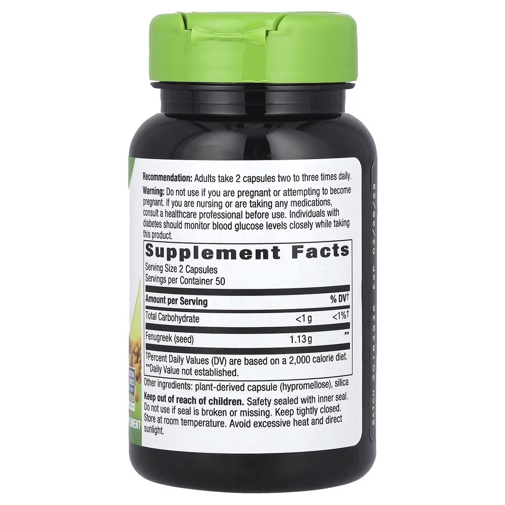 Натуральная добавка Nature's Way Fenugreek Seed, 100 вегакапсул. Фото 2