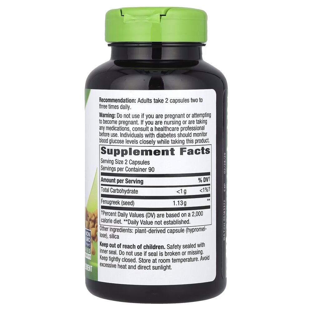 Натуральная добавка Nature's Way Fenugreek Seed, 180 вегакапсул. Фото 2