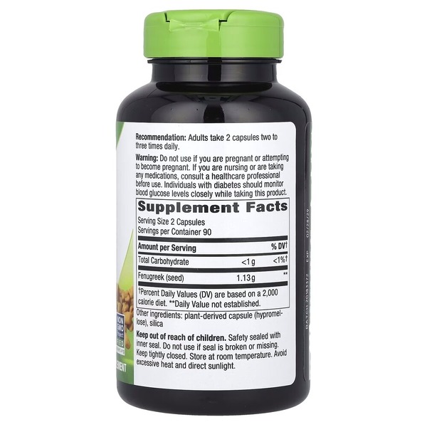 Натуральная добавка Nature's Way Fenugreek Seed, 180 вегакапсул. Фото 2