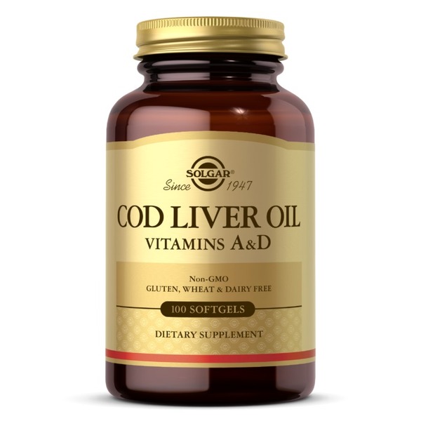 Жирные кислоты Solgar Cod Liver Oil Vitamin A & D, 100 капсул