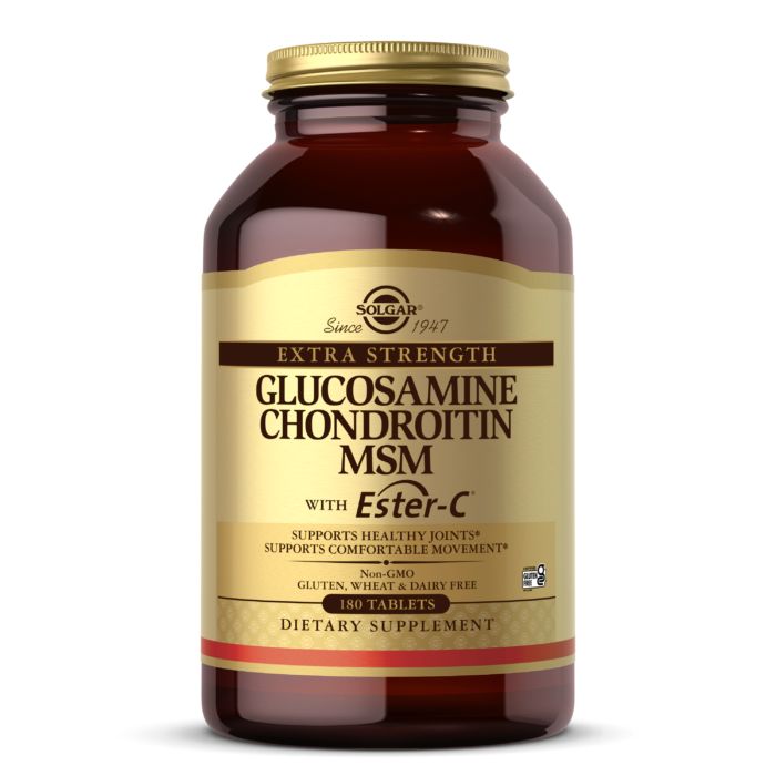 Препарат для суставов и связок Solgar Glucosamine Chondroitin MSM with Ester-C Extra Strength, 180 таблеток
