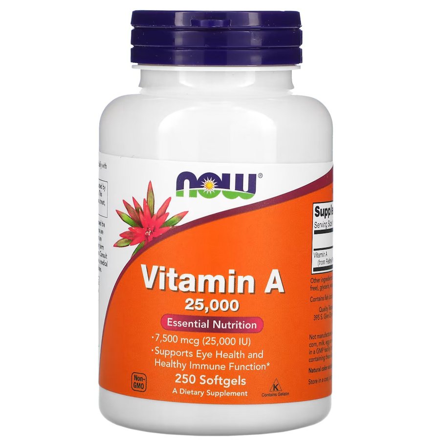 Вітаміни та мінерали NOW Vitamin A 25000 IU, 250 капсул