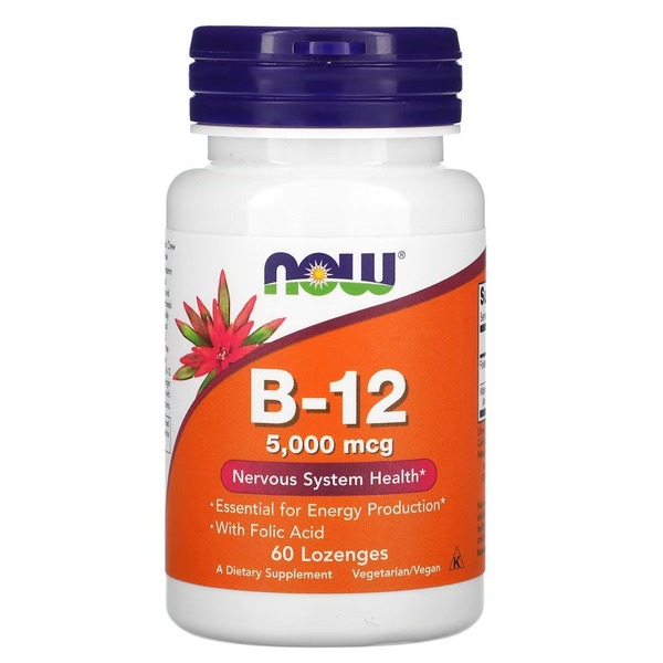 Витамины и минералы NOW Vitamin B12 5000 mcg, 60 леденцов