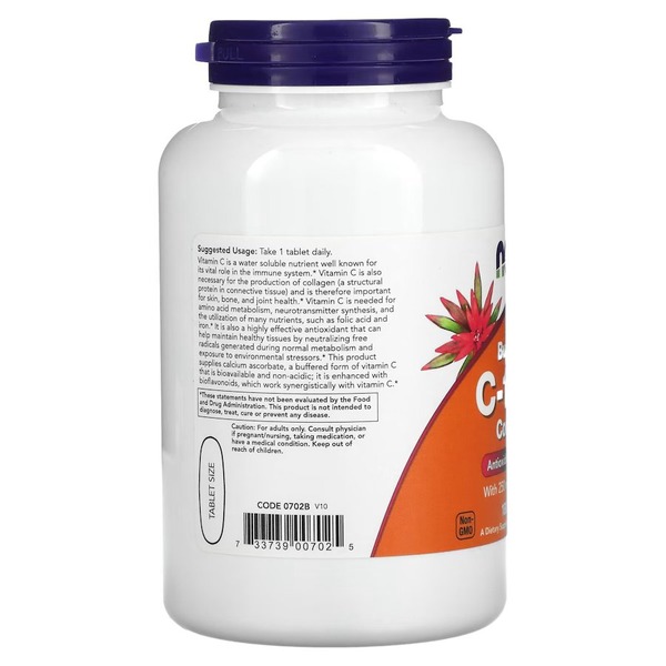 Витамины и минералы NOW Vitamin C-1000 Complex Buffered, 180 таблеток. Фото 3