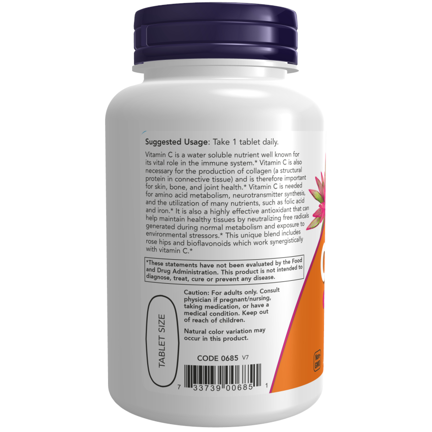 Витамины и минералы NOW Vitamin C-1000 with Rose Hips & Bioflavonoid, 100 таблеток. Фото 2