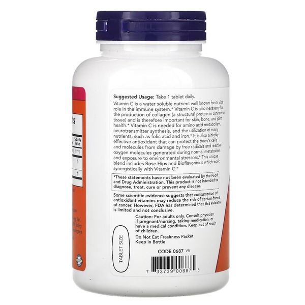 Витамины и минералы NOW Vitamin C-1000 with Rose Hips & Bioflavonoid, 250 таблеток. Фото 3