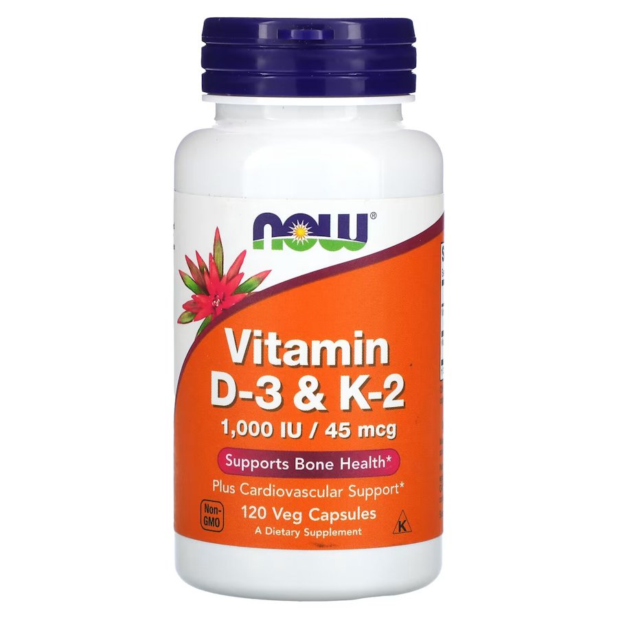 Вітаміни та мінерали NOW Vitamin D3 & K2, 120 вегакапсул