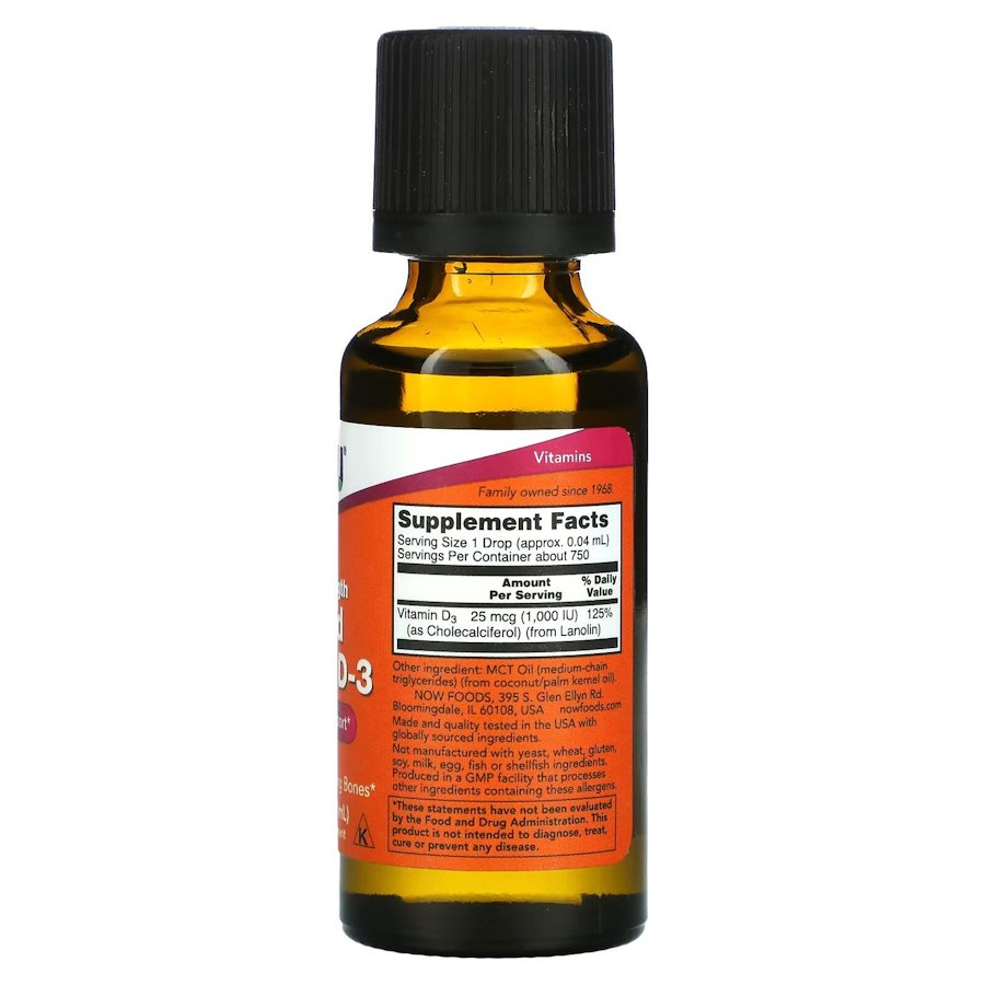 Витамины и минералы NOW Vitamin D3 Extra Strength, 30 мл. Фото 2