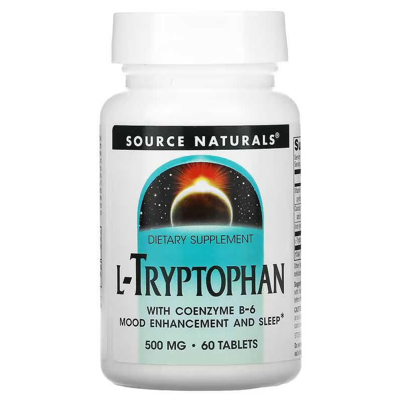 Амінокислота Source Naturals L-Tryptophan 500 mg with Coenzyme B-6, 60 таблеток