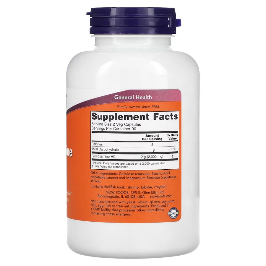 Препарат для суставов и связок NOW Glucosamine 1000 mg, 180 вегакапсул. Фото 2