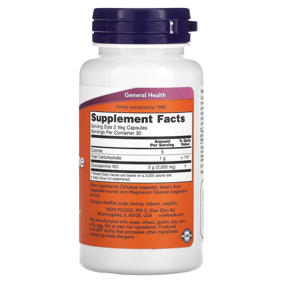 Препарат для суглобів і зв'язок NOW Glucosamine 1000 mg, 60 вегакапсул. Фото 2