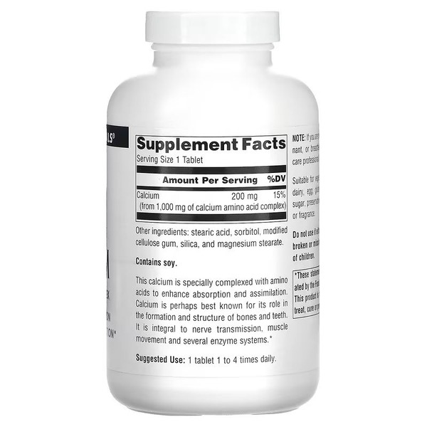 Вітаміни та мінерали Source Naturals Calcium, 250 таблеток. Фото 2