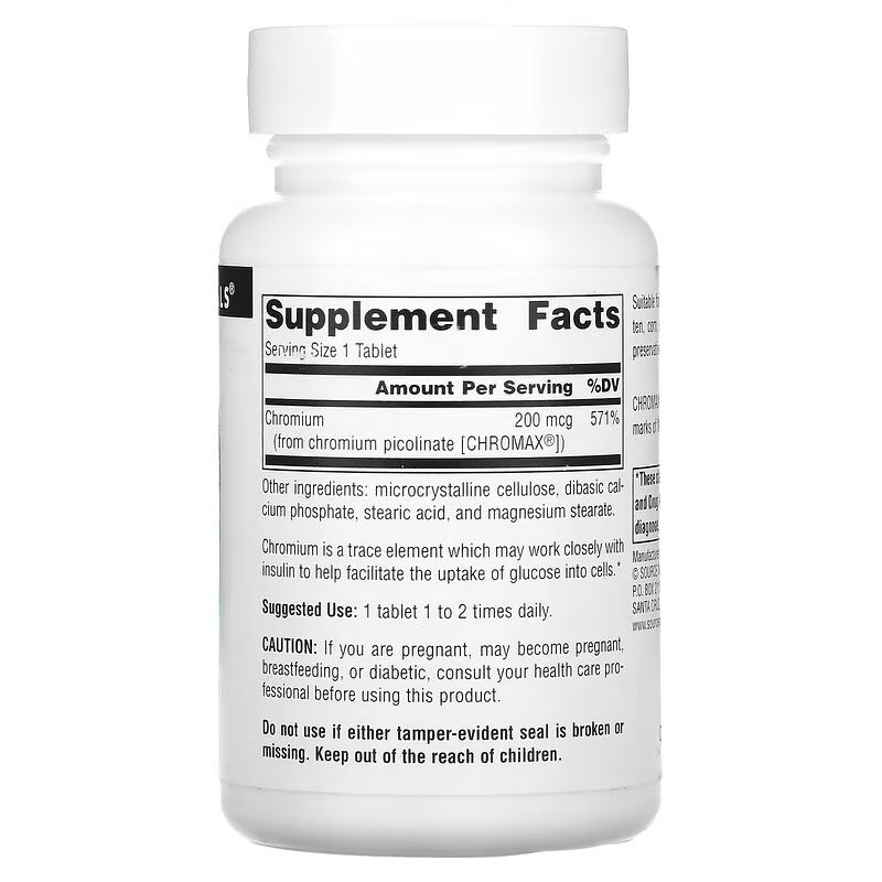 Вітаміни та мінерали Source Naturals Chromium Picolinate, 240 таблеток. Фото 2