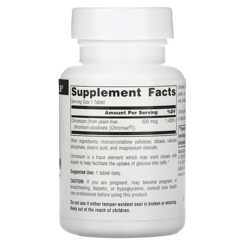 Витамины и минералы Source Naturals Ultra Chromium Picolinate 500 mcg Yeast-Free, 120 таблеток. Фото 2